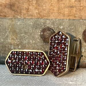 Antique Garnet Silver Gold Gilt Cufflinks